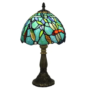 American Retro Tiffany Colored Glass Desk Lamp Modern LED Light Source 2700K CRI 70 AC Living Room Restaurant Bedside Coffee