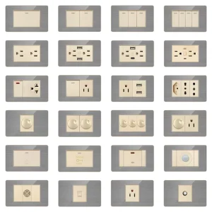 American Standard 118 Type Grey and Gold Stainless Steel Panel Light Switch 15A/20A/45A