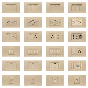 American Standard Wall Switches and Sockets with USB Type C Dimmer Gold 15A 20A 45A