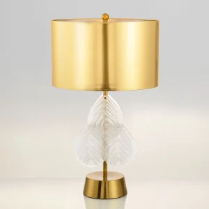 American Style Glass Leaf Desk Lamp Bedroom Creative Personality Simple Post Modern Light Luxury Style Gold Model Room Headboard