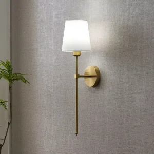 American Style Wall Sconce Fabric Shade Long Iron Gold Black Wall Lamp Bedside Light Restaurant Wall Lamp for Bedroom Living Room