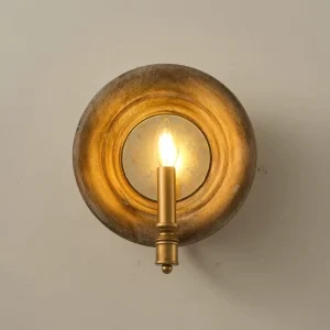 American Style Wood Art Mirror Wall-mounted LED Light Bedroom Bedside Lamp Living Room TV Background Wall Porch Aisle