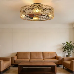 American Vintage Hemp Rope Industrial Ceiling Fan Light for Dining Room Living Room Bedroom