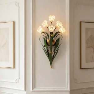 American style Glass Iron LED Wall Lamp for Living Room TV Background Modern Minimalist Pastoral Bedroom Bedside French Vintage