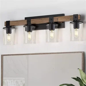 American style Wall Lamp Minimalist Vintage Antique Wood Frame Fixture LED Glass Shade for Bedrooms Living Rooms Studies Dining
