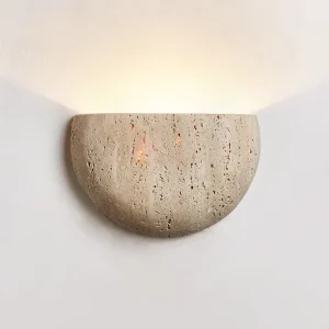 Ancient Style Yellow Stone Wall Lamp LED Light for Living Room Bedroom Cafe Aisle