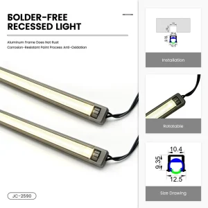 Anti-Glare Matte Black Mesh Surface Linear LED Strip Lamp, Aluminum Shell, Built-In Wired Connection, Dimmable, Display Case