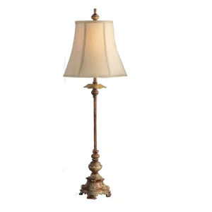 Antique Bronze Buffet Table Lamp Tall Traditional Linen Shade Lamp for Dining Living Room