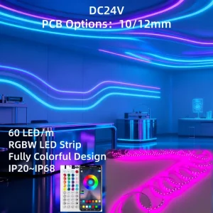 App-Controlled 12mm RGBW LED Strip DC24V SMD5050 RGB 60 LEDs Smart Decorative Light IP20-IP68 Outdoor