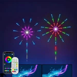 App-Controlled Dimmable 5V USB Plastic RGBIC Firework LED Strip Light for Smart Home Indoor Ceiling with Music Sync