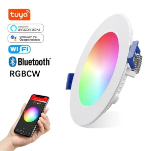 App-Controlled RGB White and CCT3 Dimmable 12W LED Recessed Ceiling Panel Spot Light for Living Room Bedroom Hotel