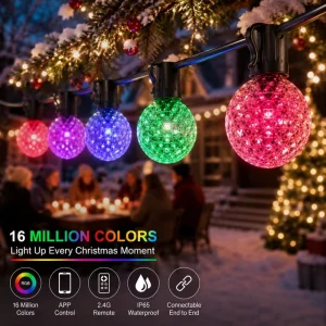 App-Controlled RGBIC String Lights with Smart Patio Lighting and Scene Modes