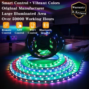 App Voice Music Sync RGB Strip Light 5050 10mm Full Color Addressable for TV Backlighting and Gaming Rooms