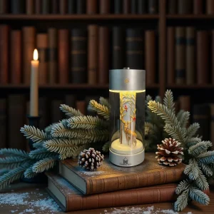Artistic Sculptural Square Forest Deer Portable Lantern Christmas Style Rechargeable ABS LED Night Light Waterproof Home Picnic