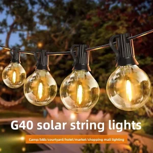 Atmosphere Outdoor IP65 Waterproof 25W 7.5M Rechargeable LED Solar Powered Remote Control Christmas Festoon Light