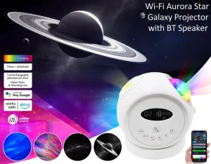 Aurora Starry Sky Laser Light Projector Smart Wi-Fi Remote Speaker for Home Bedroom Camping