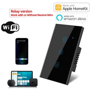 Australia Standard No Neutral Smart Wall Switch Remote Control WiFi Glass Panel CE Certified