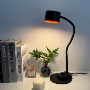 Auto Dimming Induction Desk Lamp Gooseneck Eye Caring Soft Light Reading Room Modern Design DC USB Charging High CRI 90 Black