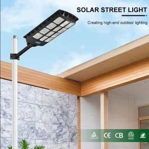 Auto-Dimming Motion-Activated IP67 ABS Solar LED Street Light with Light Sensor and Timer for Home Yard Garden Security