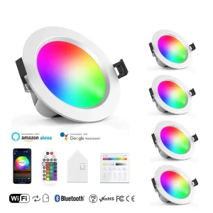 BT Mesh Group Control Smart Downlight Dimmable CCT RGBW App and WiFi Control