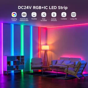 BTF LIGHTING Each IC Control One LED 5050 Smd RGBIC 60Ledsm Individual Addressable DC24V LED Strip Tape Light