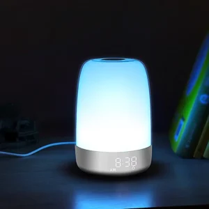 Baby Bedroom Decor Lamp 7 RGB Colorful Night Light with Alarm Clock Led Night Light Smart Bedside Table Lamp Kids Room Light