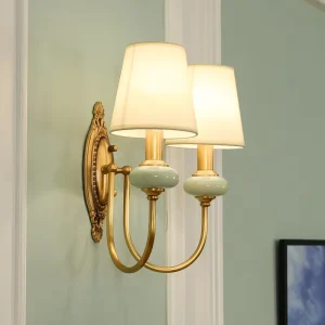 Background American Ceramic E14 Wall Lamp American Bedroom Bedside Wall Sconce Copper Wall Lamp