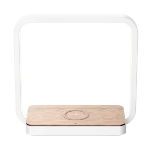 Bamboo Wooden Base LED Touch Dimmable Bedside Desk Night Light Table Lamp with Wireless Charging