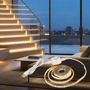 Bande LED avec Détecteur de Mouvement 5V USB Flexible Tape for Cuisine Armoire and Escalier with Delay Timer