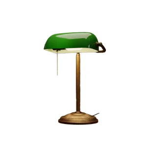 Bankers Desk Lamp Iron White Glass Shade Simple Vintage Retro USB Pull Chain Switch Home Office Table Lamp