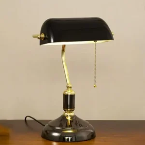 Bankers Desk Lamp Metal White Glass Shade Simple Modern Vintage Retro USB Pull Chain Switch Home Office Table Lamp