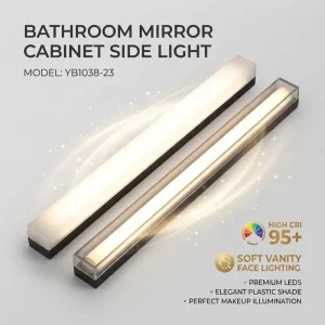 Bathroom Mirror Cabinet Side Light LED Plastic Shade for Vanity and Makeup Lighting High CRI 95 YB1038-23