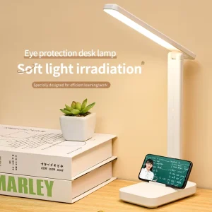 Battery LED Square Plastic Study Reading Lamp Multi function Touch Night Light Pen Holder Dimmable White Warm White Light