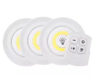 Battery-Operated Dimmable COB LED Under Cabinet Puck Lights with Remote Control for Wardrobe and Bathroom