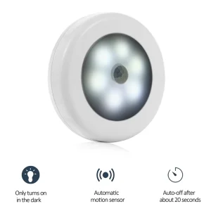 Battery-Operated LED Night Light with Motion Sensor for Cabinet Staircase Hallway and Bathroom