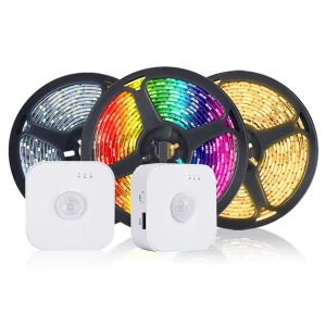 Battery-Operated Smart Flexible LED Strip Light with PIR Motion Sensor for Cabinet, Wardrobe, Closet and Stairway