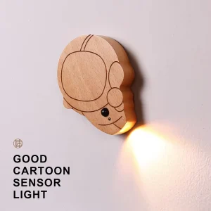 Battery-Operated Wooden LED Motion Sensor Wall Light Wireless Night Lamp