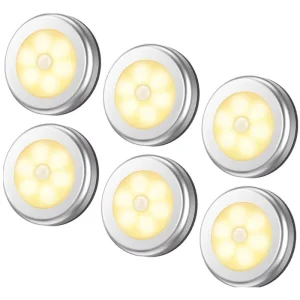 Battery-Powered Cordless Stick-On Motion Sensor LED Light for Closet and Cabinet, Lotus Design