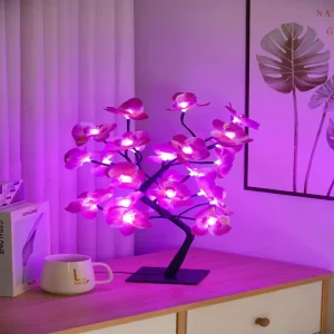 Battery-Powered LED Artificial Tree Lamp with Touch Dimming