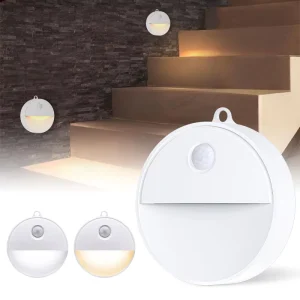 Battery Powered White LED Motion Sensor Night Light for Stairs Bedroom Wall Cabinet Toilet and Kitchen