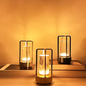 Battery Touch Night Light Portable Luxury Outdoor Restaurant Crystal Lantern Rechargeable Cross Table Led Lamp Mood Lights Lamp