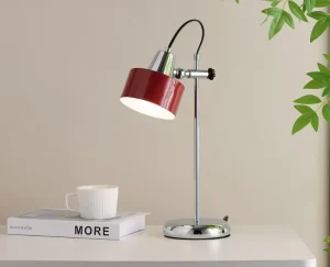 Bauhaus Vintage Metal Table Lamp Adjustable Rotatable Desk Lamp Red Color Bedside Reading Lamp for Bedroom Study Hotel Decor