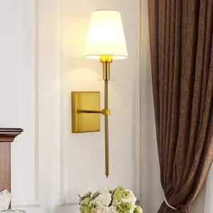 Bedroom Bedside Wall Sconce LED Wall Lights Home Decorative Lighting Indoor Modern White Fabric Shade 2700K Warm White Dimmable