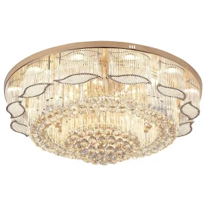 Bedroom Luxury Modern Iron Crystal LED Chandelier Flush Mount Ceiling Light Low Ceiling Lamp