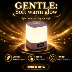 Bedroom Smart LED Table Lamp With Clock Type C Rechargeable Dimmable Remote Bedside Night Light for Baby Nursering