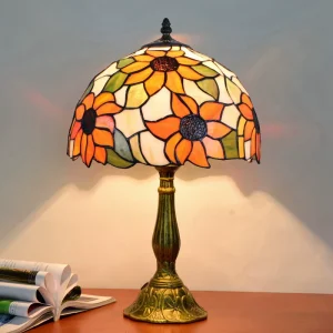 Bedside Table Lamp for Living Room Stained Glass Grape Rose Handmade Desk Lamp