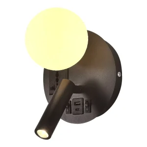 Bedside Wall Lamp With USB Port Switch LED Wall Lamps Interior Reading Light for Book Surface Mounted Hotel Bedroom Lights