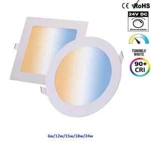 Benory 24V 6W 12W 15W 18w 24W Flat Led Panel Light 2000k 6000k CCT Dimming DALI PWM DMX Control4 Casambi KNX Loxone Smart Light