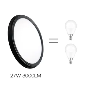 Black 14 Inch Ultra-Slim ETL LED Ceiling Fixture 28W Flush-Mount Panel Light 5CCT for Living Room and Office