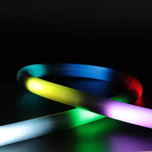 Black 360-Degree Emitting Silicone LED Neon Strip 12V Programmable Pixel RGB IP67 Remote-Controlled 5